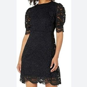 Lark & Ro Black Floral Lace Overlay Cocktail Dress LBD Little Black Dress 12
